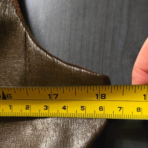 Eva Franco brown leather fit and flare dress size 12 - Picture 7 of 9